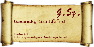 Gavansky Szilárd névjegykártya